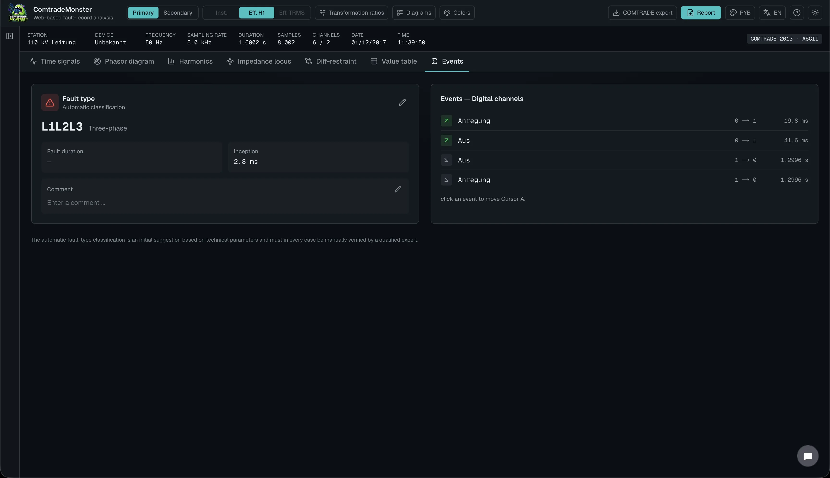Events view